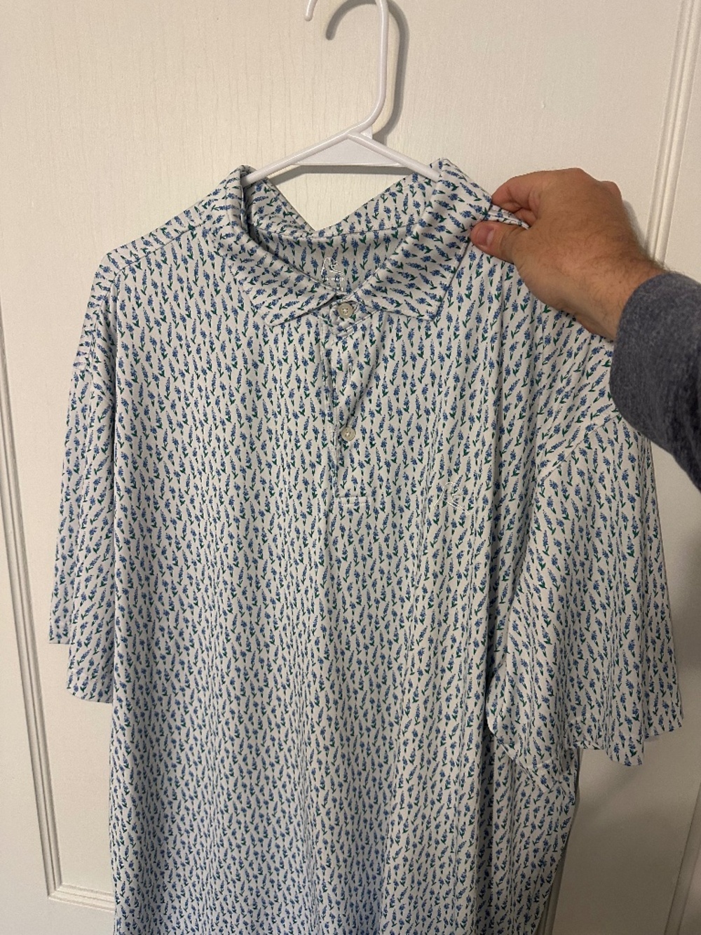 Rhoback Short sleeve polo 2XL white with blue flowers